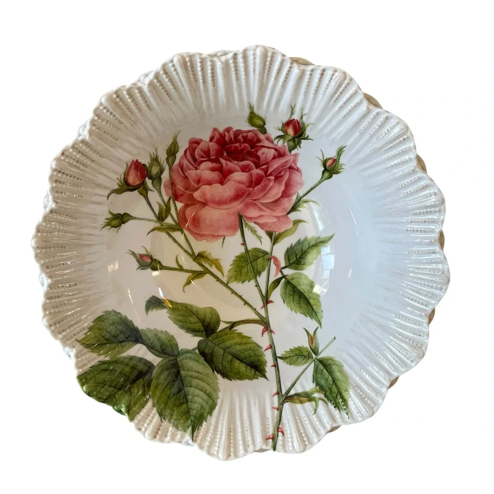 Soho Loft Spring Floral Melamine Bowls 7.5in Shabby Chic Set of 4 NEW